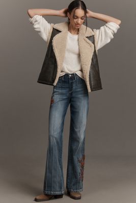 Driftwood Pia Embroidered High-Rise Wide-Leg Jeans