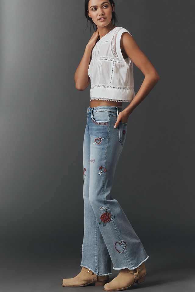 Driftwood Eva Valentine's Day Mid-Rise Flare Jeans | Anthropologie