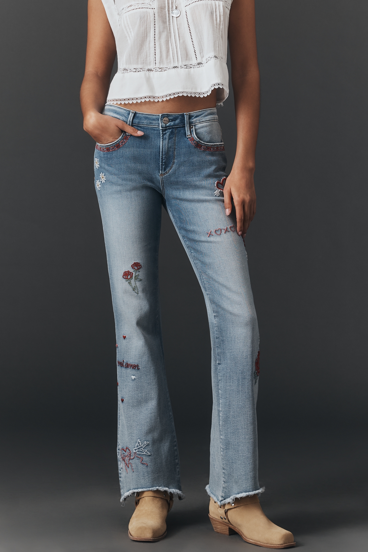Driftwood Eva Valentine's Day Mid-Rise Flare Jeans