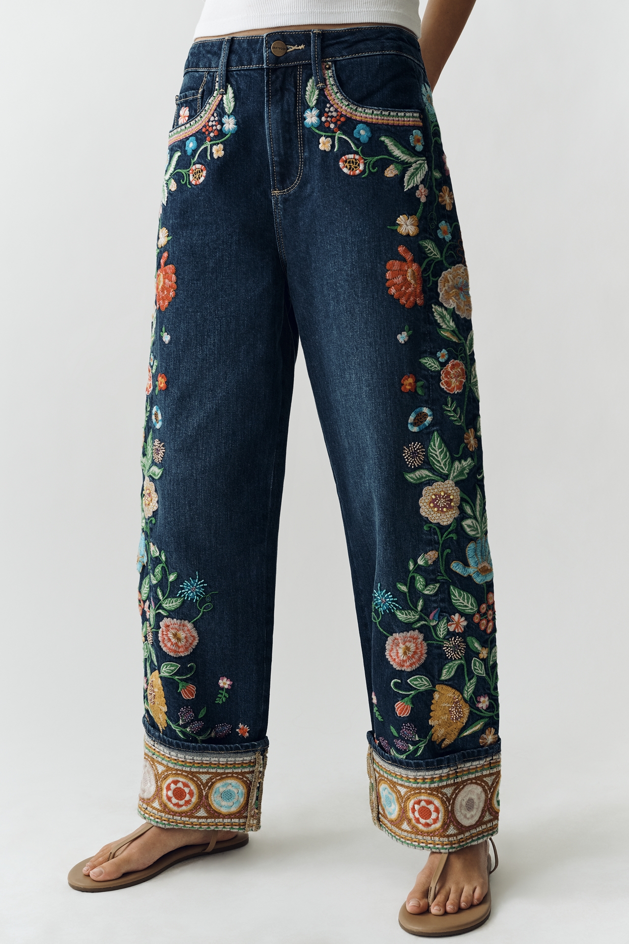 Driftwood High-Rise Cuffed Barrel Jeans