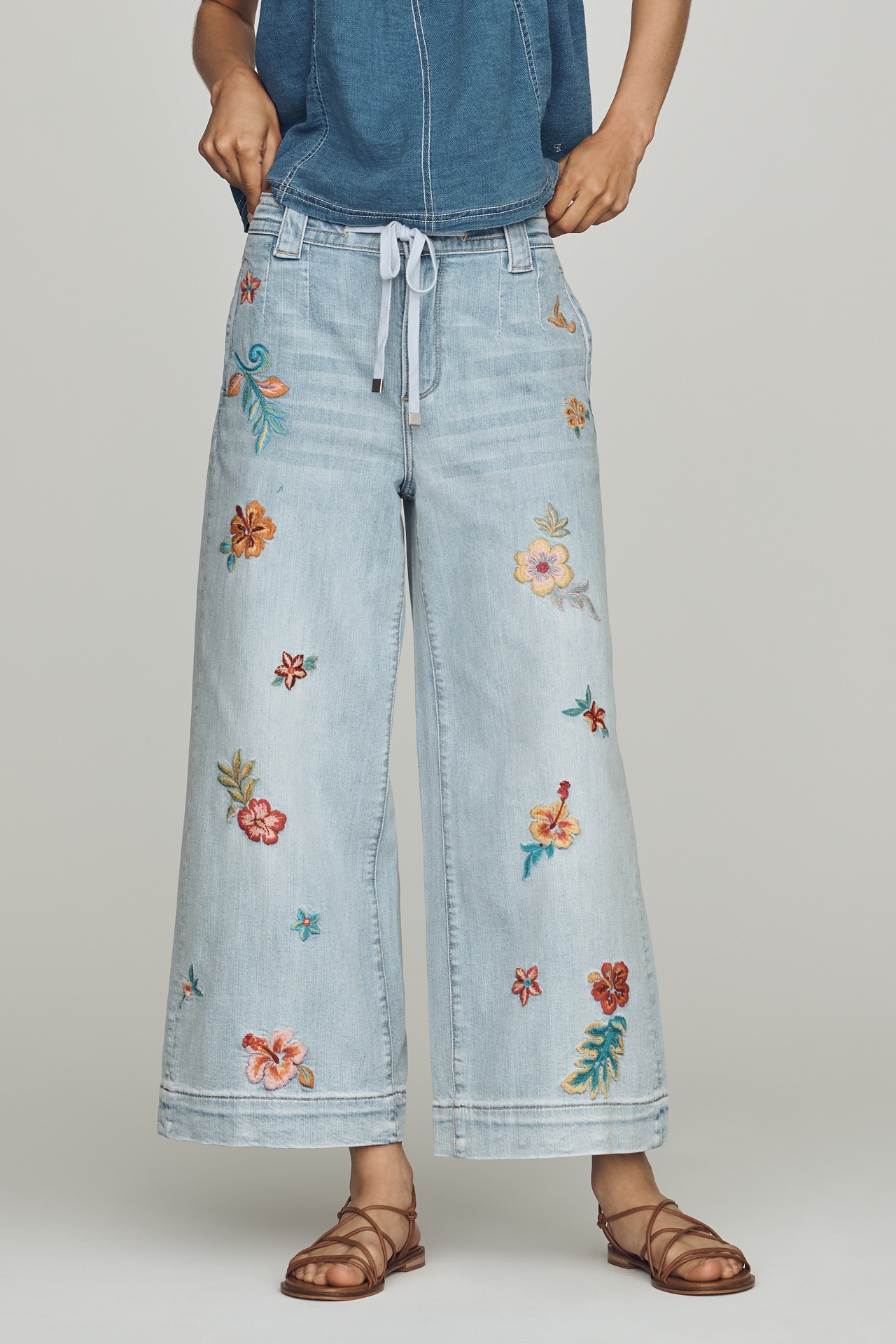Driftwood Tie-Front High-Rise Wide-Leg Jeans