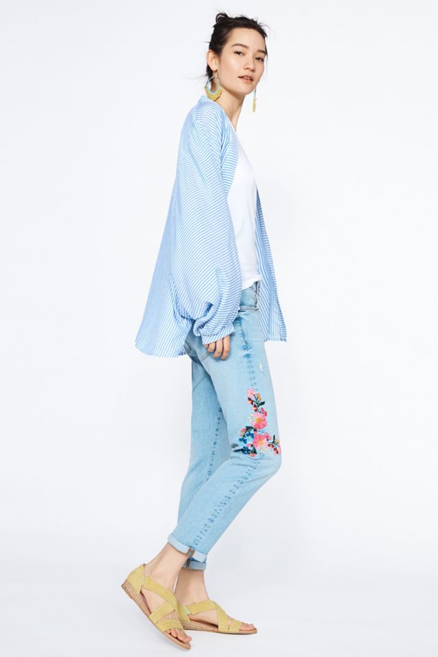 Pilcro Floral Embroidered Mid-Rise Ankle Jeans #5