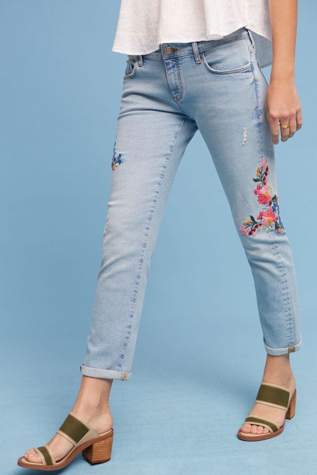 Pilcro Floral Embroidered Mid-Rise Ankle Jeans #2
