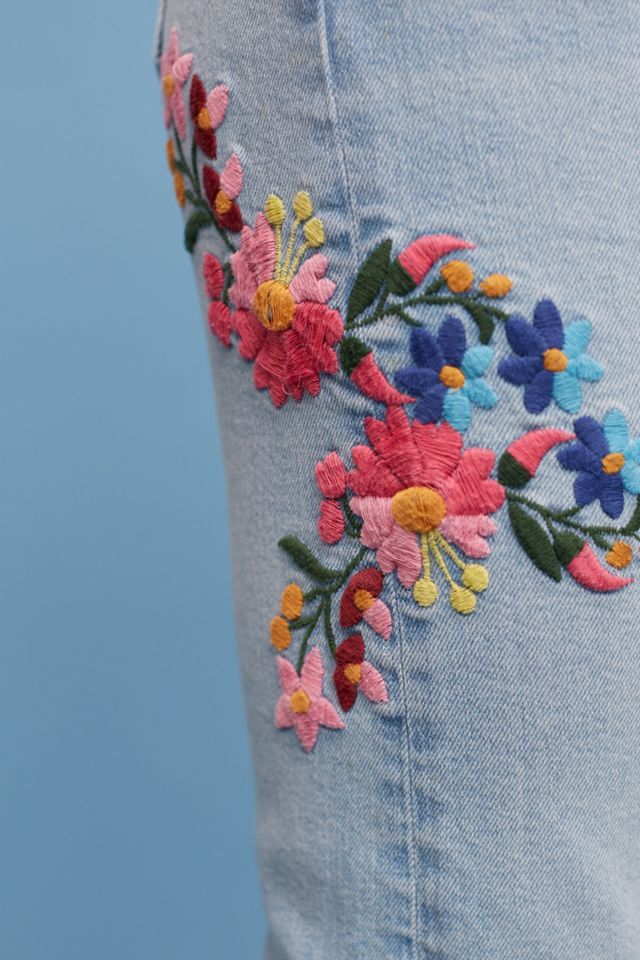 Pilcro Floral Embroidered Mid-Rise Ankle Jeans #3
