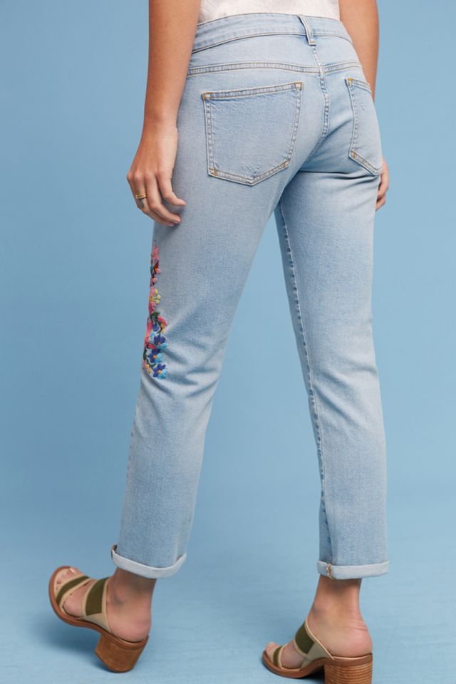 Pilcro Floral Embroidered Mid-Rise Ankle Jeans #4