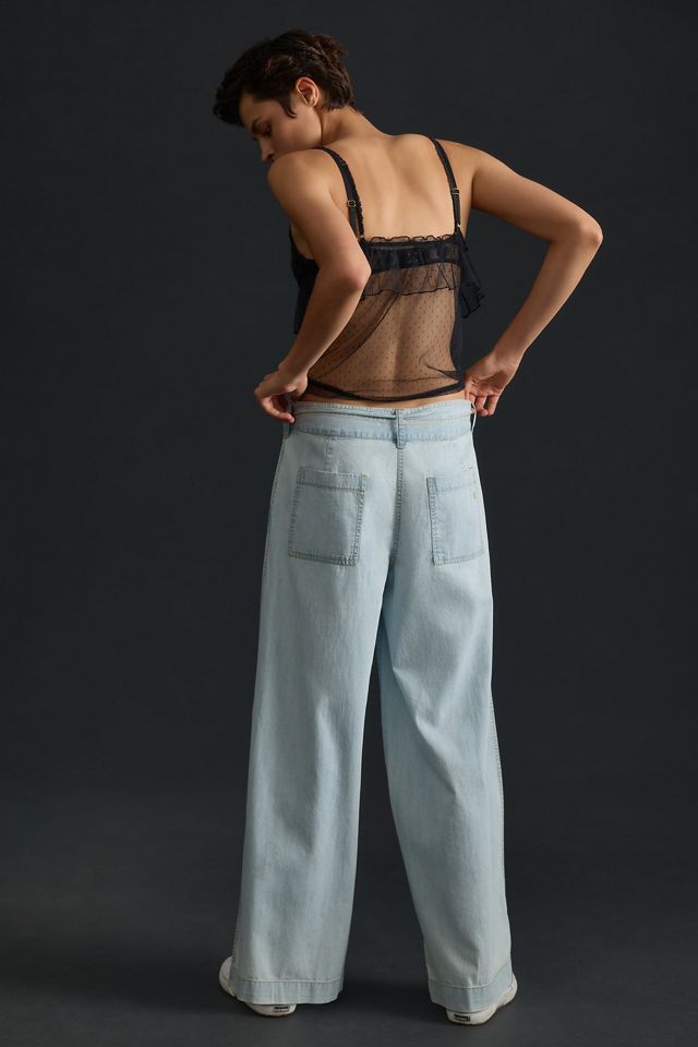 Pilcro Pleated High-Rise Wide-Leg Belted Jeans #3