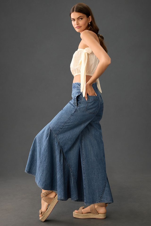 Pilcro High-Rise Ruffle-Hem Culotte Jeans | Anthropologie