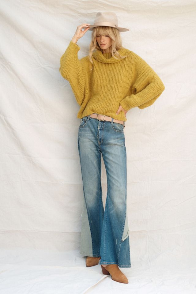 Pilcro Patchwork Ultra High-Rise Flare Jeans