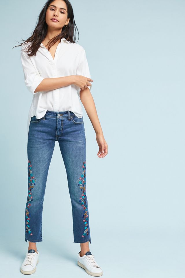 Pilcro Embroidered Mid-Rise Slim Straight Jeans #3
