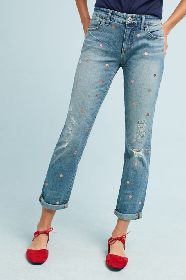 Pilcro Polka Dot Mid-Rise Boyfriend Cropped Jeans #1