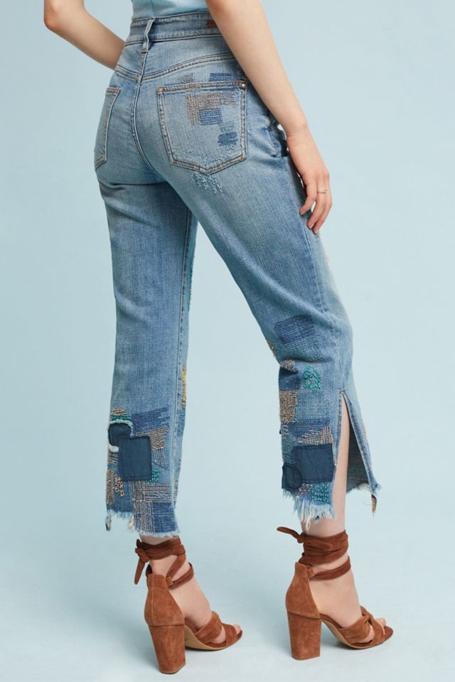 Pilcro Embroidered High-Rise Cropped Straight Jeans #3