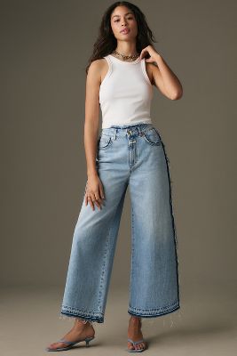 Shop Closed Lyna High-rise Crop Wide-leg Jeans In Blue