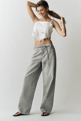 SALE！！IENA Junco Parisメタルミニporch Closed Pari Tie Mid-Rise Wide-Leg Jeans | Anthropologie