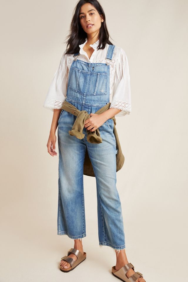 AMO Ally Cropped Denim Overalls | Anthropologie
