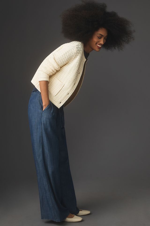 Pilcro Pleated Wide-Leg Jeans | Anthropologie