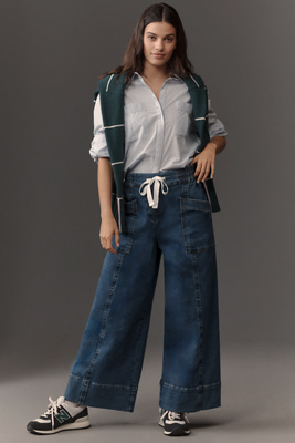 Shop Maeve Tie-waist Wide-leg Jeans In Blue