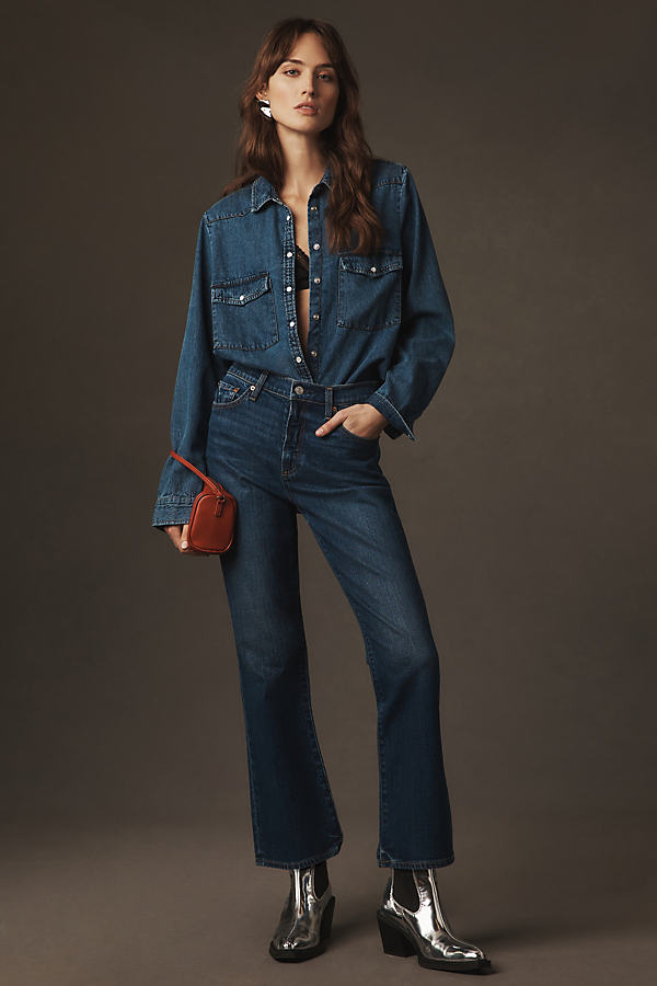 Pistola Ally High-rise Crop Flare Jeans In Blue