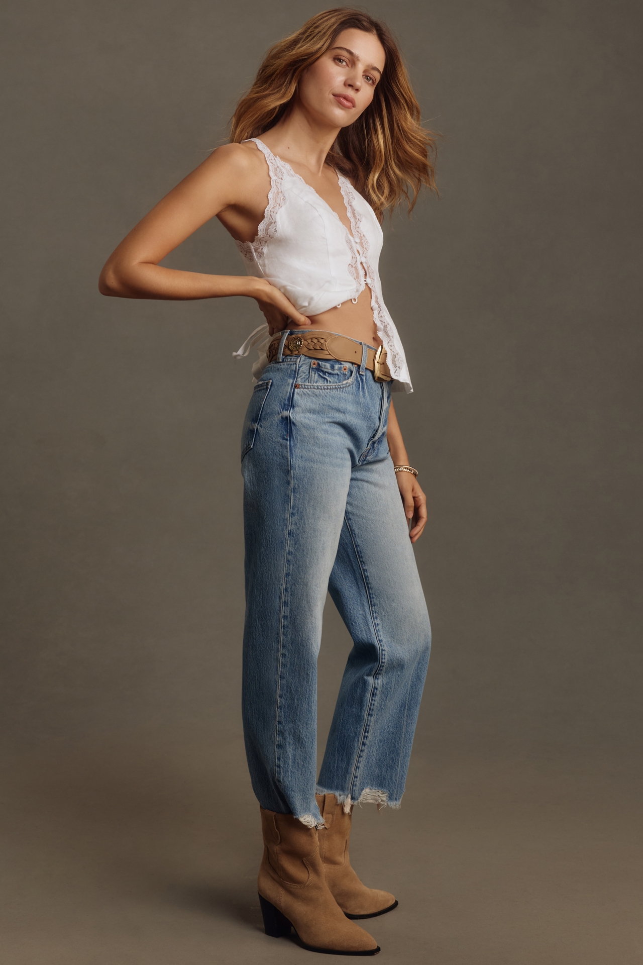 Pistola Cassie High-Rise Crop Straight-Leg Jeans