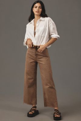 Pistola Penny High-rise Crop Wide-leg Jeans In Brown