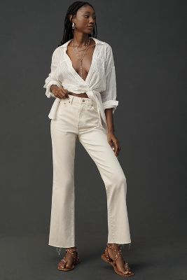 Pistola Ally High-rise Crop Flare Jeans In White