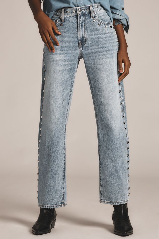 Pistola Lexi Mid-Rise Bowed Straight-Leg Jeans #1