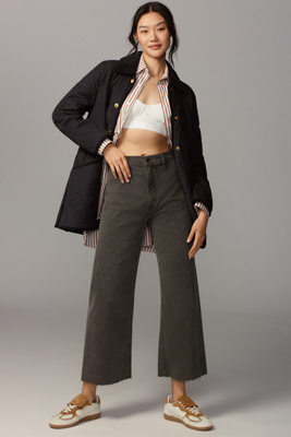 Pistola Penny Crop Wide Leg Corduroy Jeans In Grey
