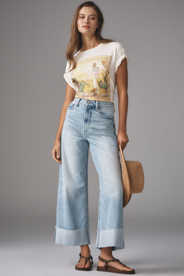 Pistola Lana High Rise Crop Wide Leg Jeans In Snowcat In Blue