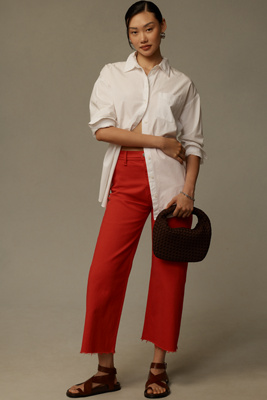 Anthropologie Pistola Penny High-rise Cropped Wide-leg Jeans In Red