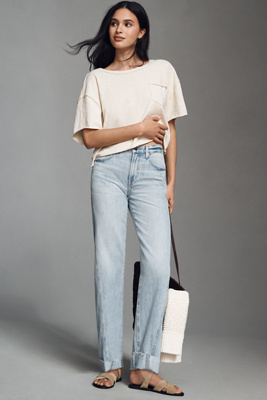 Pistola Kacey Mid-rise Cuffed Boyfriend Jeans In Blue