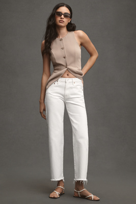 Pistola Lexi Mid-rise Tapered Jeans In White