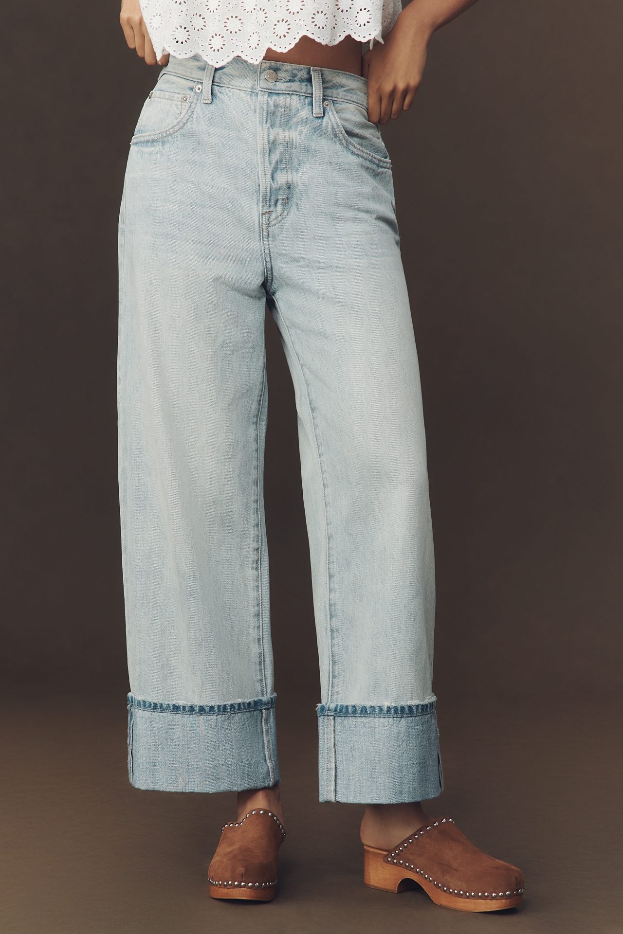 Pistola Ryder Petite High-Rise Cuffed Straight-Leg Jeans