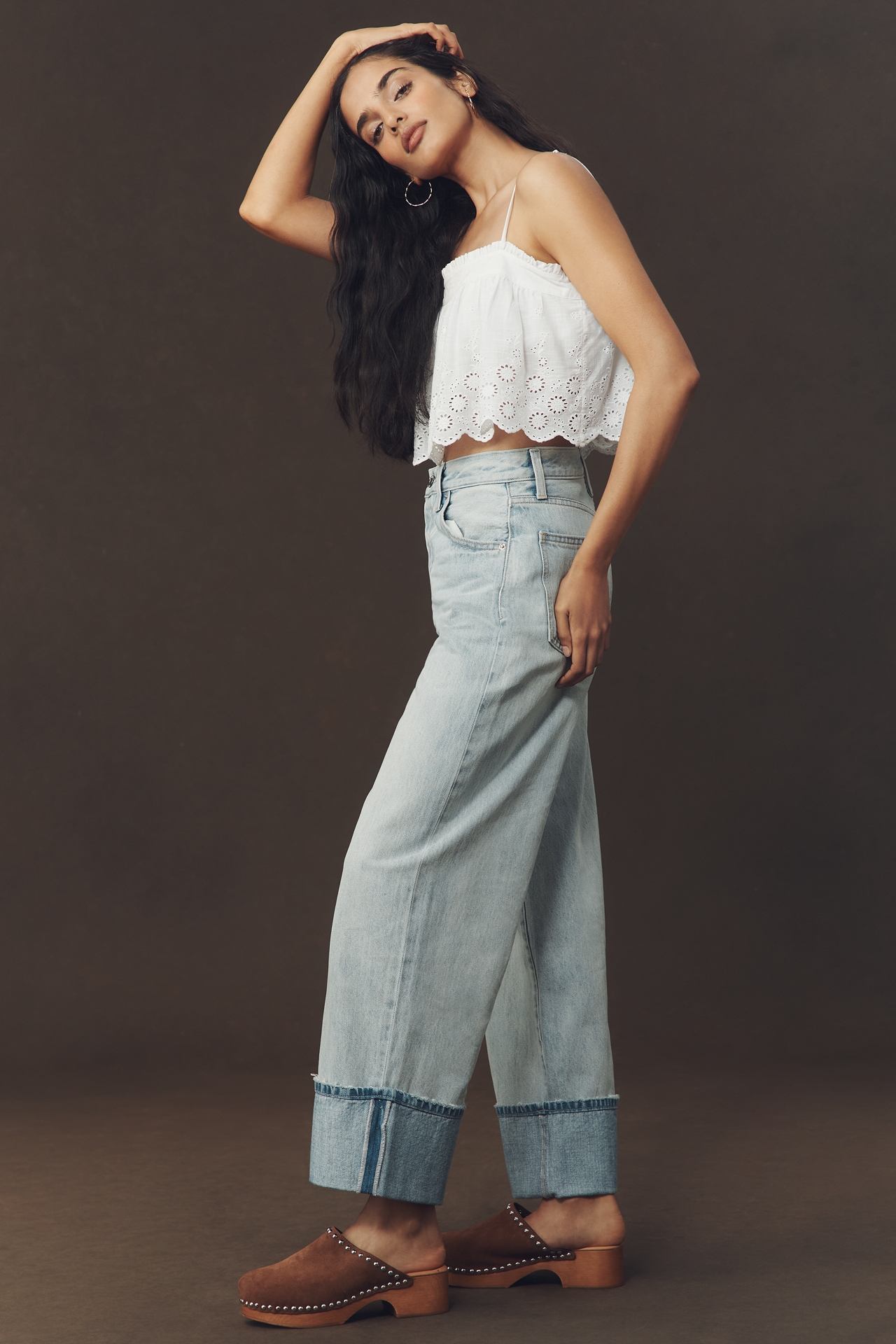Pistola Ryder Petite High-Rise Cuffed Straight-Leg Jeans
