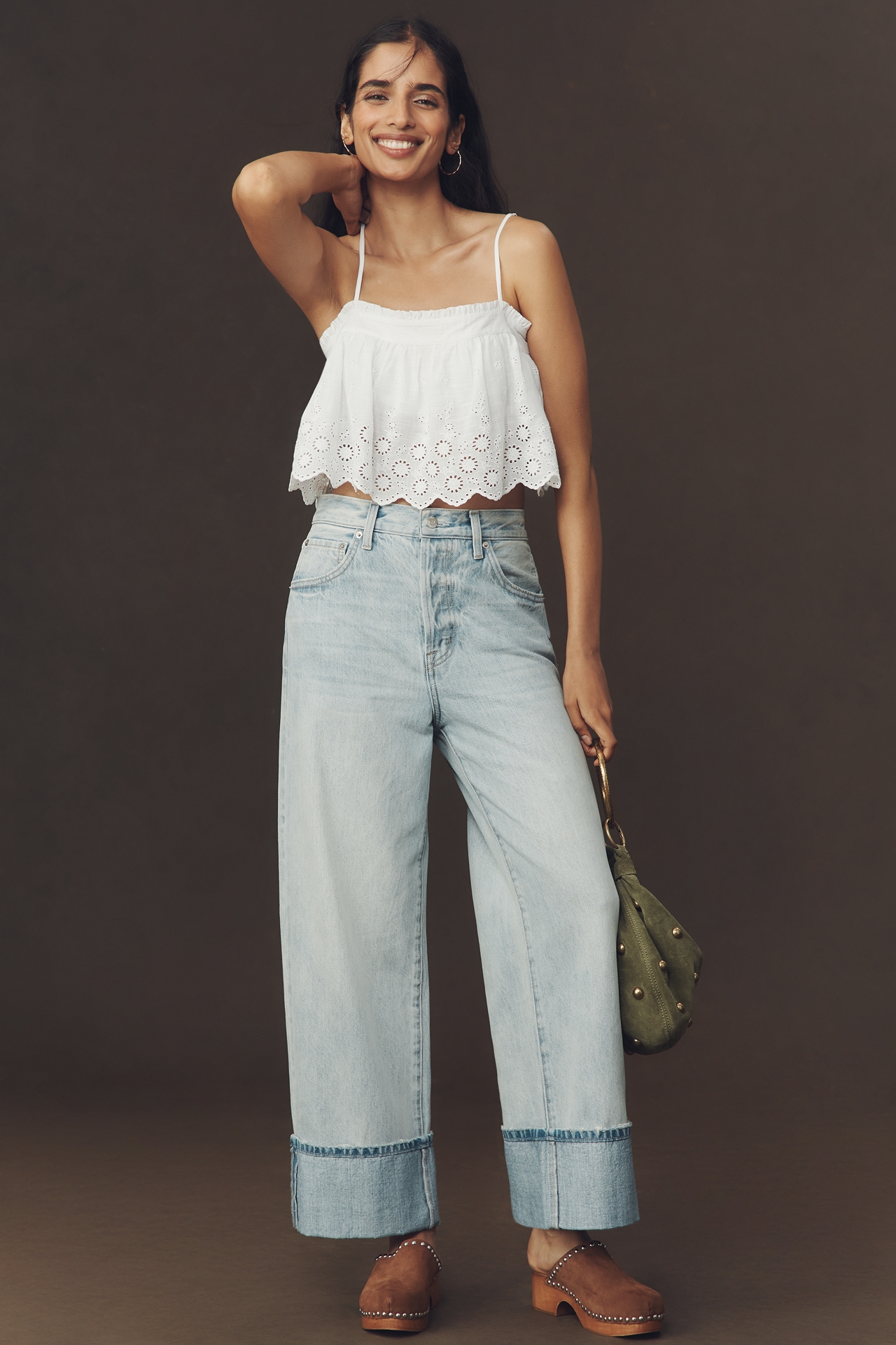 Pistola Ryder Petite High-Rise Cuffed Straight-Leg Jeans