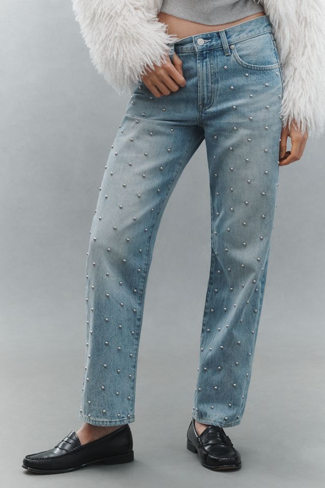 Pistola Lexi Mid-Rise Bowed Straight-Leg Jeans #1