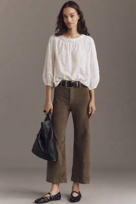 Pistola Penny High-rise Crop Wide-leg Jeans In Green