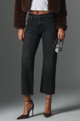 Pistola Lexi Embellished Mid-Rise Bowed Straight-Leg Jeans