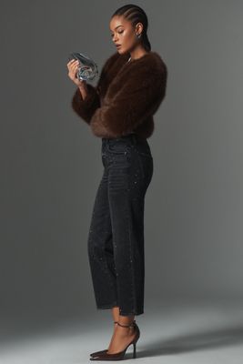 Pistola Lexi Embellished Mid-Rise Bowed Straight-Leg Jeans