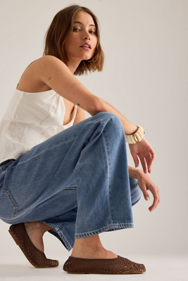 Pantaloni larghi in denim con vita punto smock - BLU - Taglie forti