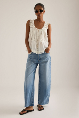 Pistola High-Rise Crop Bowed Wide-Leg Jeans