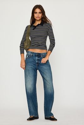 Jeans Pistola Lexi de Tiro Medio con Pierna Recta Arqueada