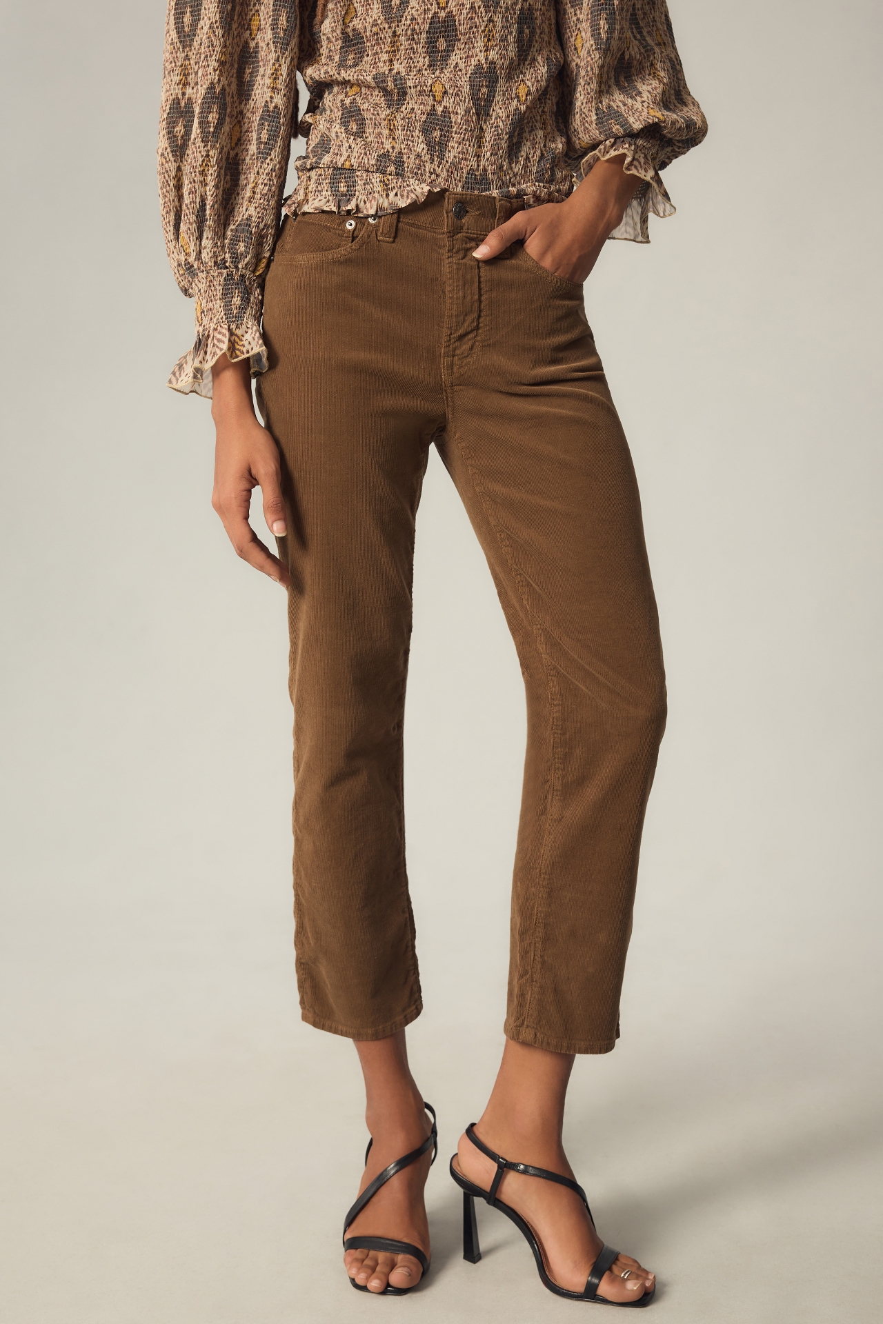 Edwin Corduroy Bree High-Rise Straight-Leg Jeans