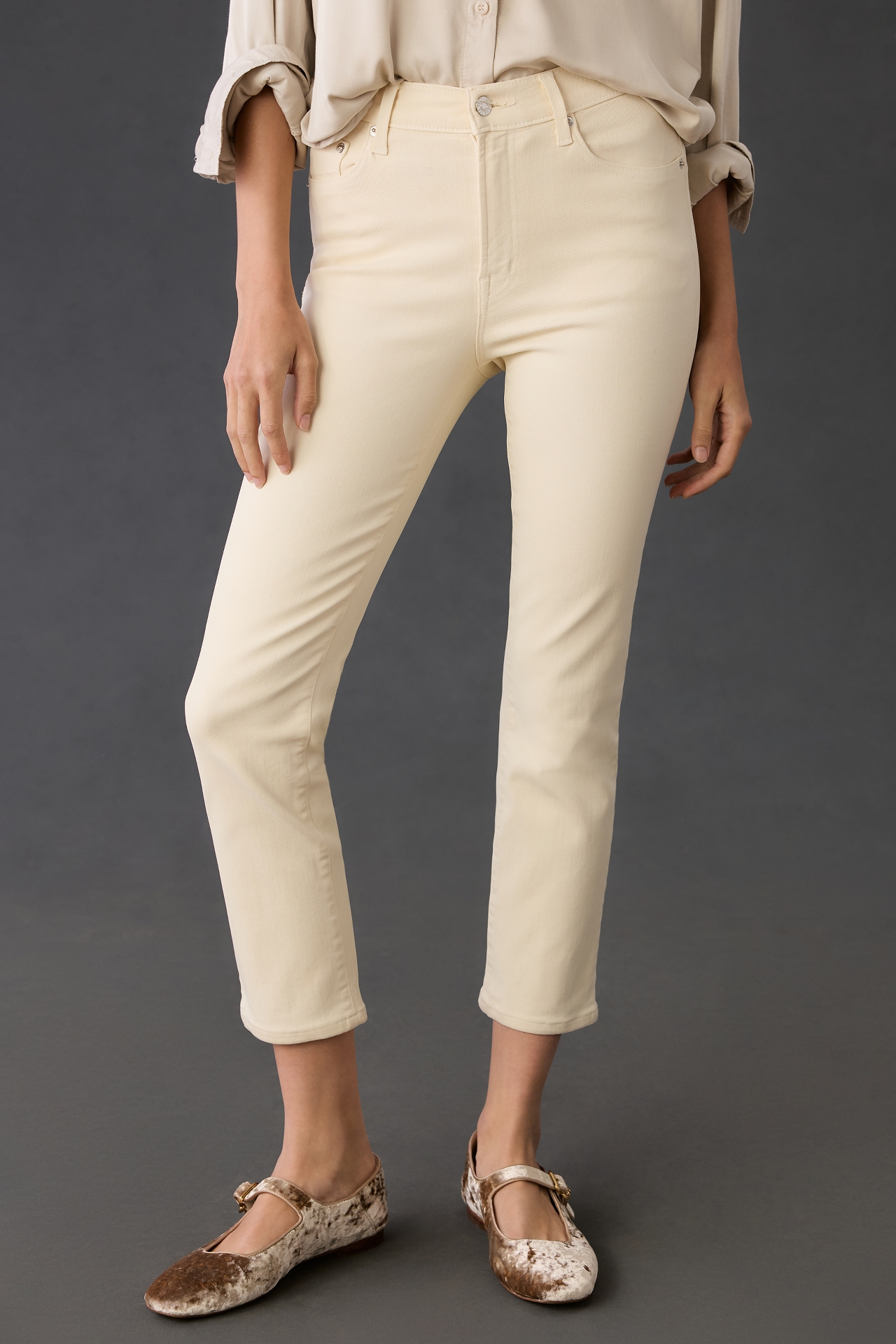 Edwin Coated Bree High-Rise Straight-Leg Jeans