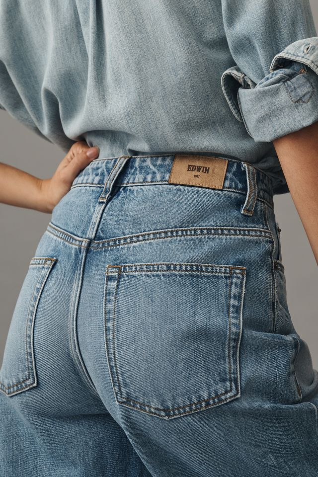 Edwin Melly Pleated High-Rise Crop Wide-Leg Jeans #3