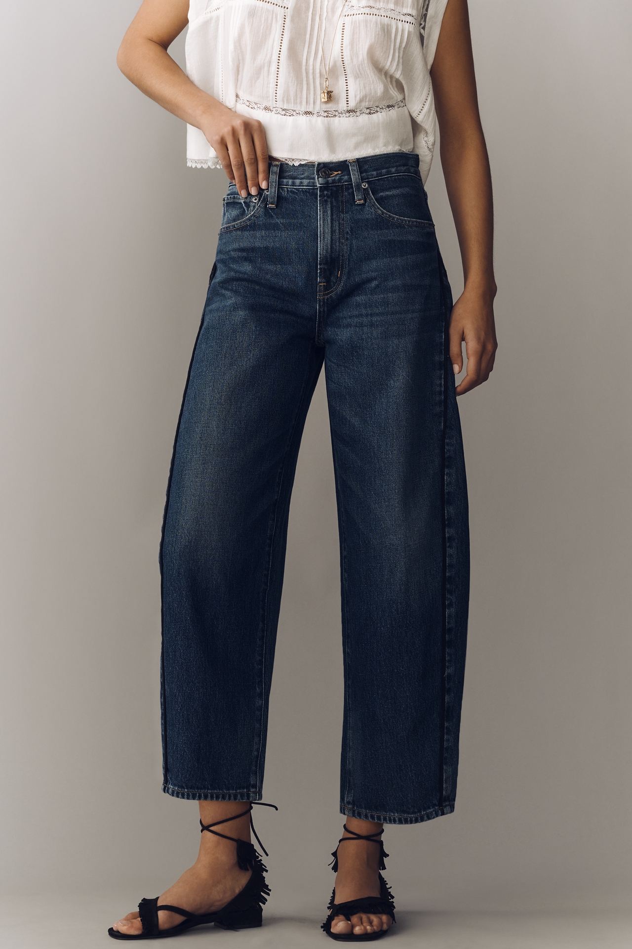 Edwin Andie High-Rise Crop Barrel Jeans
