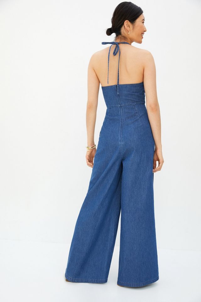 Halter Denim Jumpsuit #6