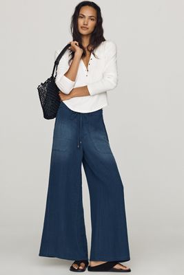 Pilcro Bloom Drawstring High-Rise Wide-Leg Jeans