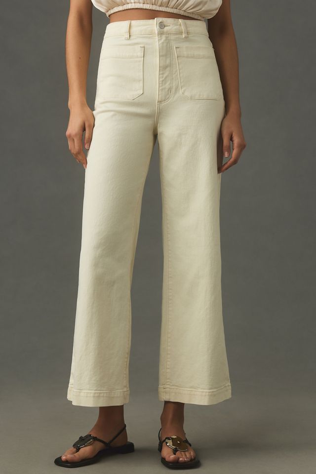 reese tummy control high rise crop wide leg jeans | ivory main image 0