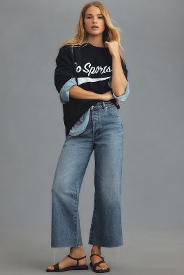 Shop Rolla's Classic High-rise Crop Flare Jeans In Blue