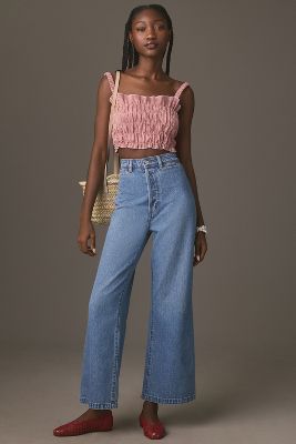 Rolla's Sailor High-rise Crop Wide-leg Jeans In Blue