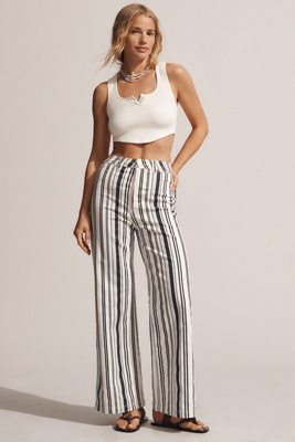 Rolla's Sailor High-rise Crop Wide-leg Jeans In White